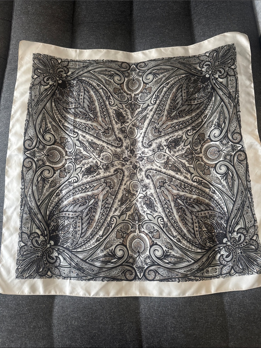 liberty Black and White Paisley Satin Throw Pillow Cover